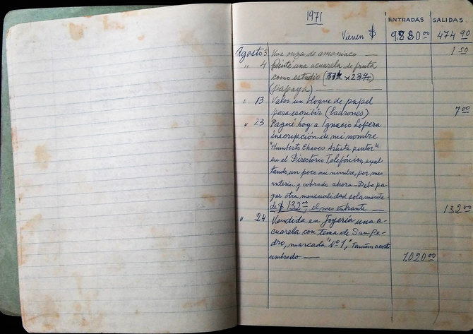 Foto del cuaderno donde anotó la actividad de sus últimos días de vida - Archivo personal de Humberto Chaves Cuervo