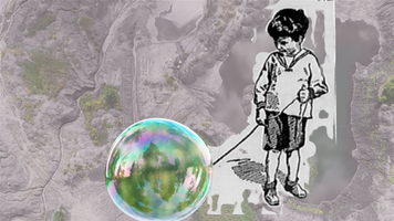 The boy with the soap bubble - Design of María Teresa Lopera Chaves about an advertisement of Humberto Chaves Cuervo